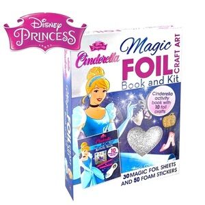 Disney Princess Cinderella Magic Foil Book Kids Craft Activity Gift Set